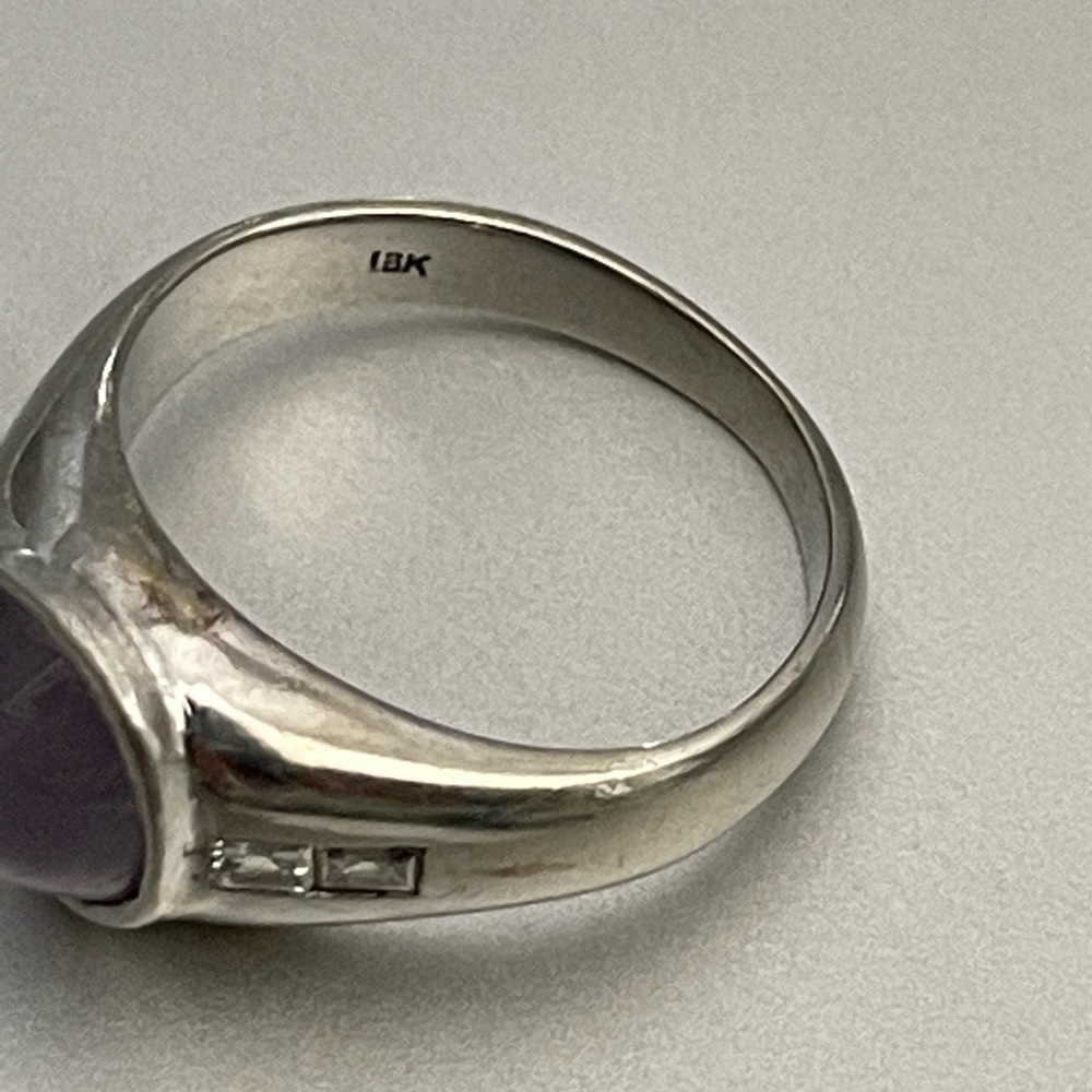 18k White Gold Star Sapphire Ring - Picture 8 of 14